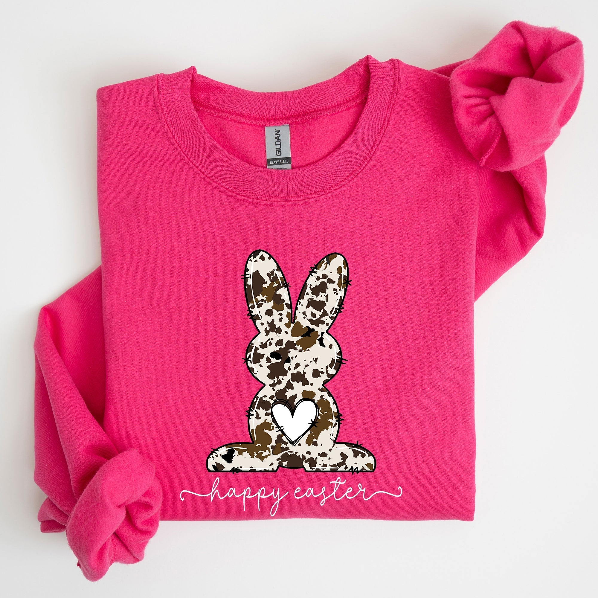 Easter Bunny, Happy Easter Rabbit, Cow Print Sweatshirt - Che Cose Belle