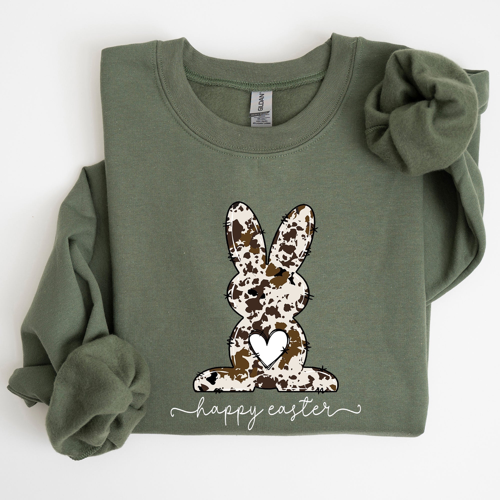 Easter Bunny, Happy Easter Rabbit, Cow Print Sweatshirt - Che Cose Belle