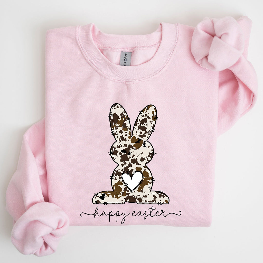 Easter Bunny, Happy Easter Rabbit, Cow Print Sweatshirt - Che Cose Belle