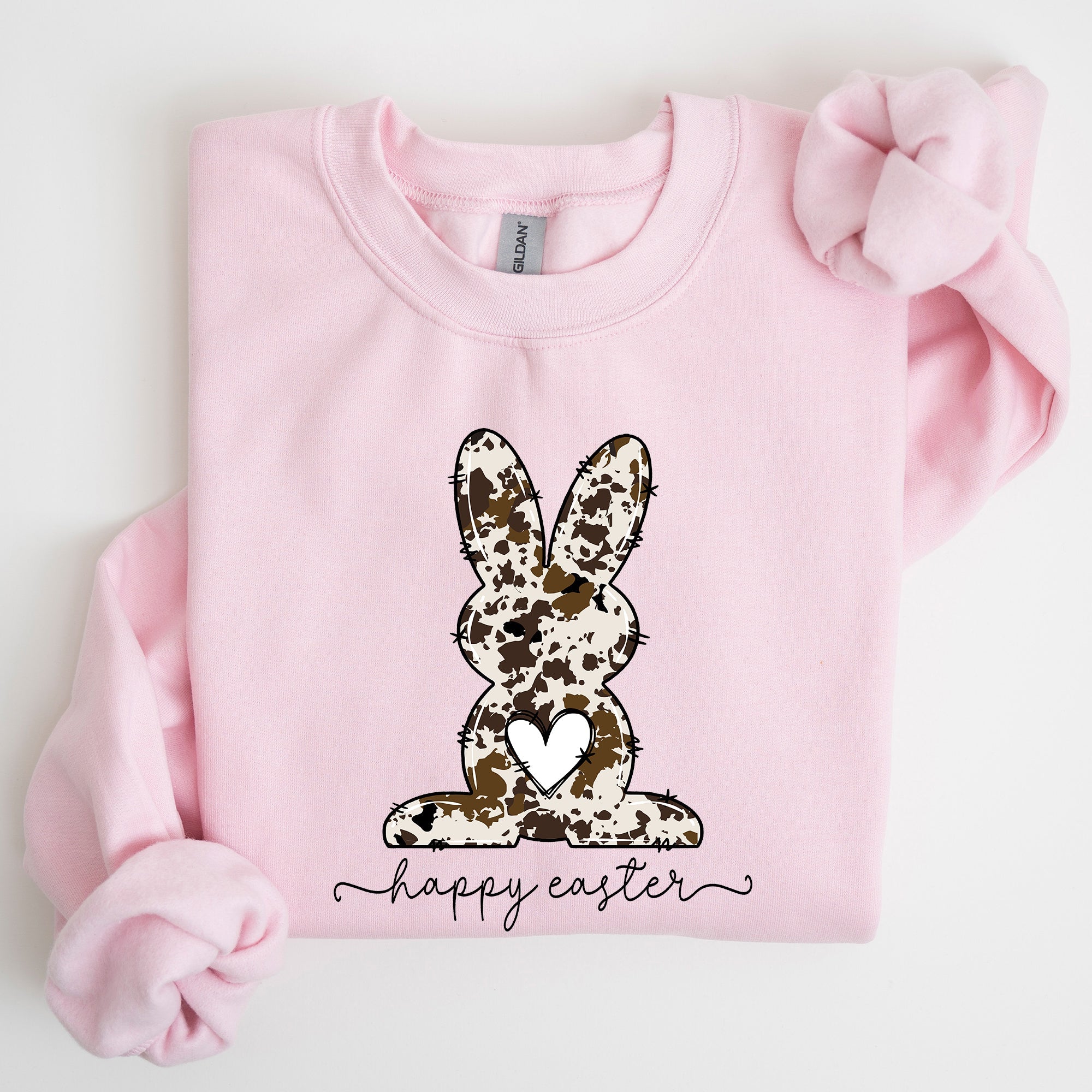 Easter Bunny, Happy Easter Rabbit, Cow Print Sweatshirt - Che Cose Belle