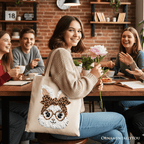Easter Bunny Leopard Bow Tote Bag, Coquette Printed Faux Embroidery Girly Spring Gift Shopper - Che Cose Belle
