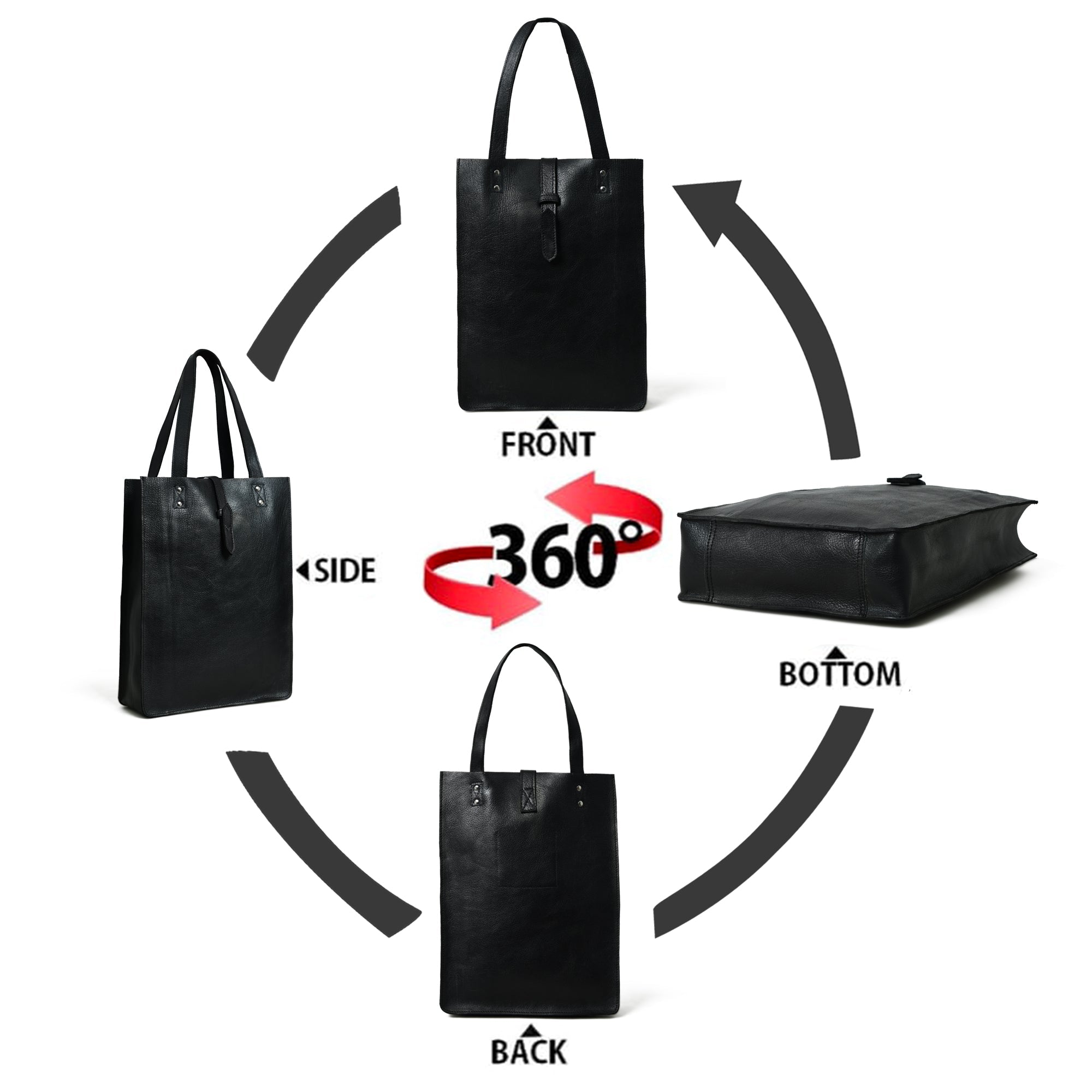 Ebony Elegance Leather Tote - Che Cose Belle