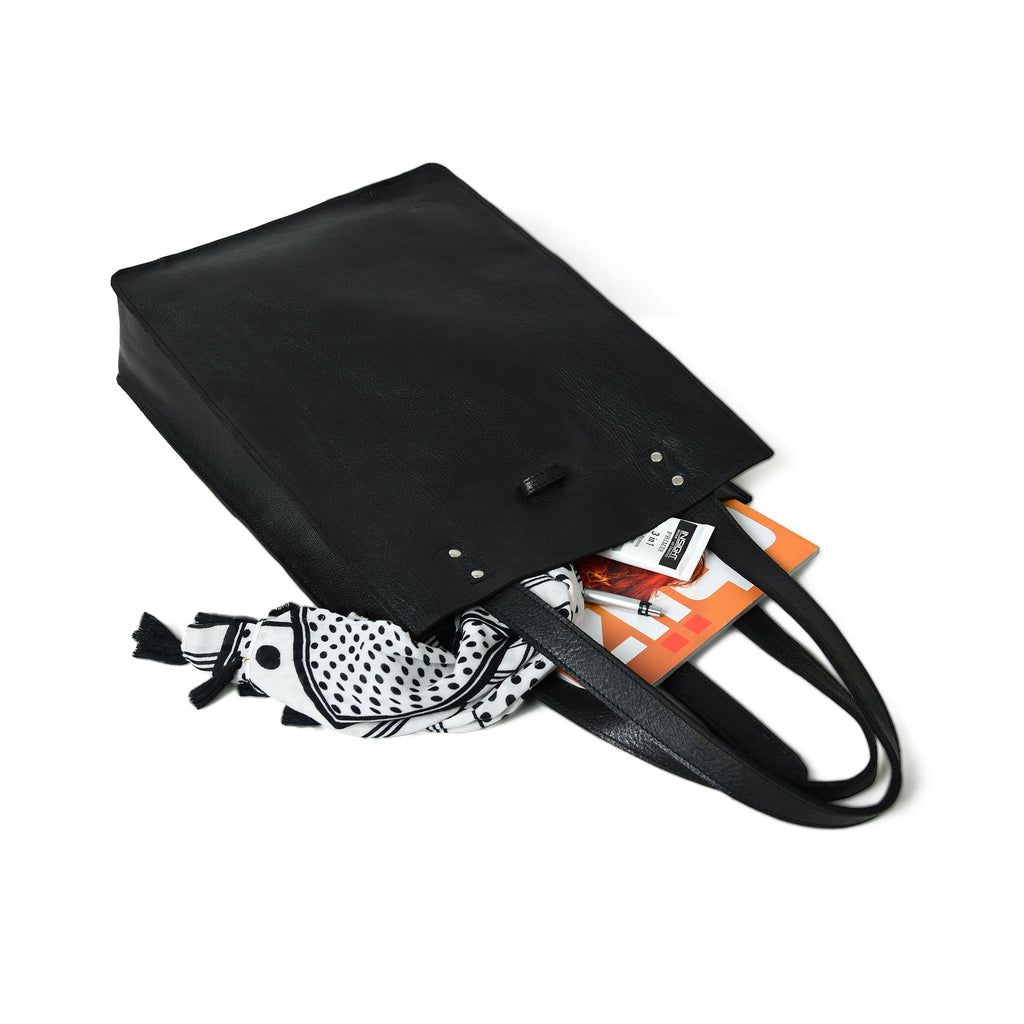 Ebony Elegance Leather Tote - Che Cose Belle