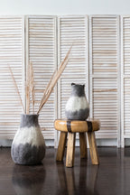 Eclipse Charcoal and Ivory Wool Gourd Basket - Che Cose Belle