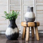 Eclipse Charcoal and Ivory Wool Gourd Basket - Che Cose Belle