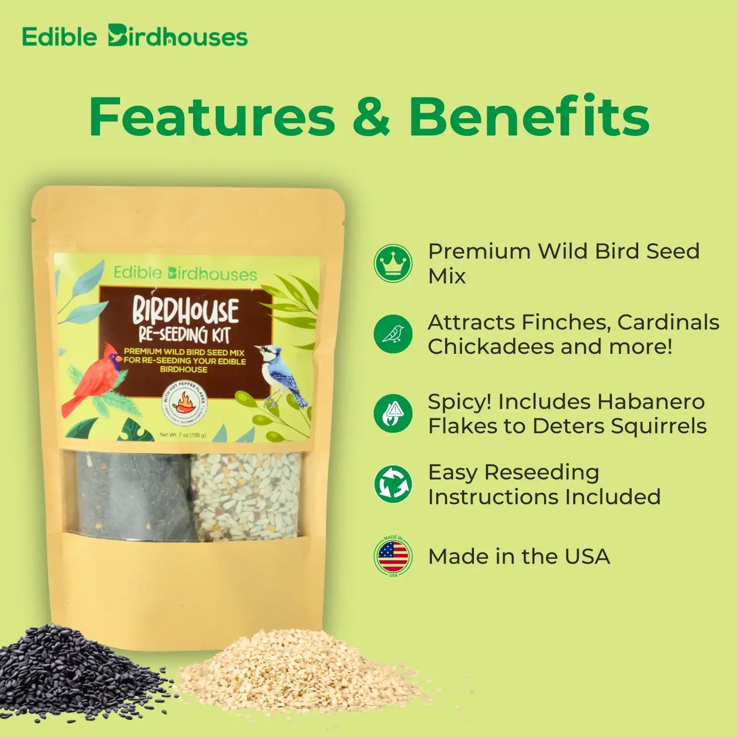 Edible Birdhouses Re - Seeding Kit – Premium Wild Bird Seed Mix - Che Cose Belle