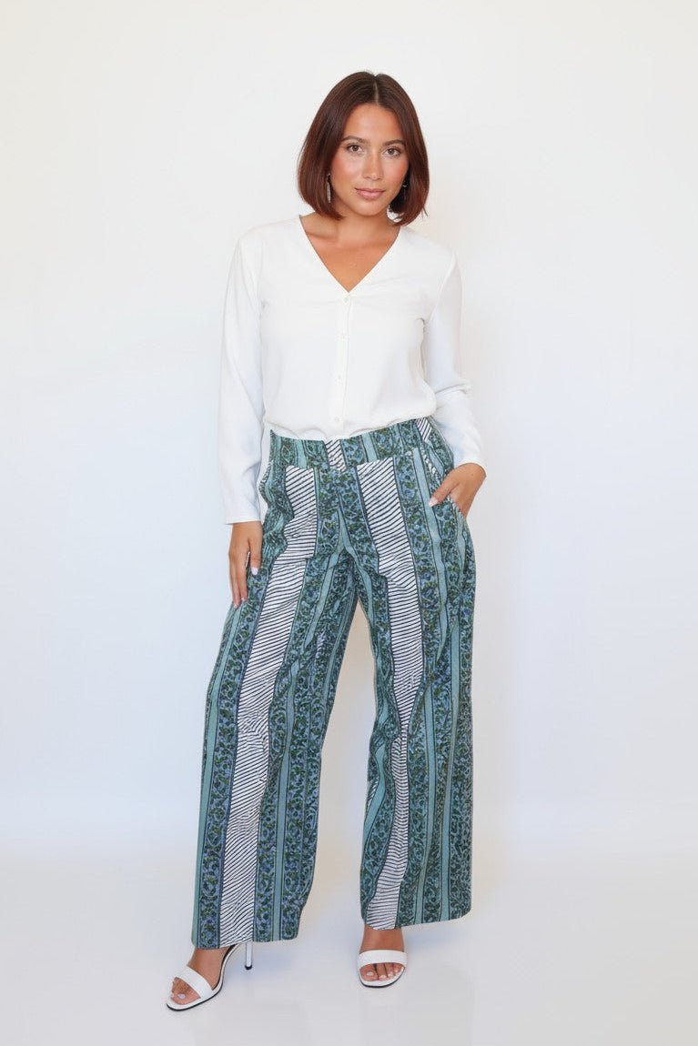 Edison Pant in Mystic Blue Stripe - Che Cose Belle