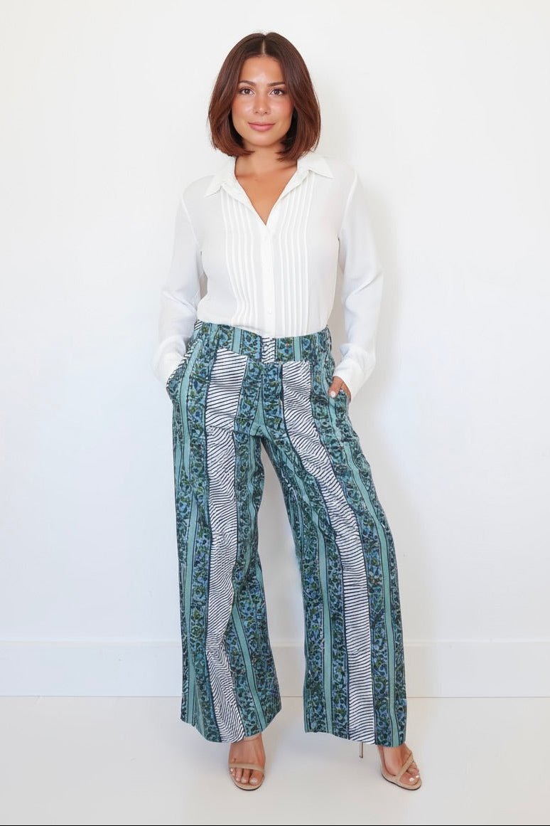 Edison Pant in Mystic Blue Stripe - Che Cose Belle