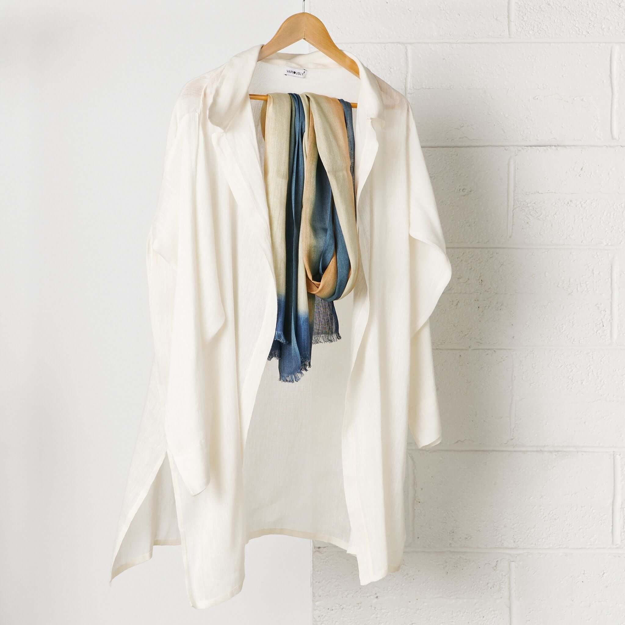 Oceana Beige Soft Linen Silk Handloom Scarf