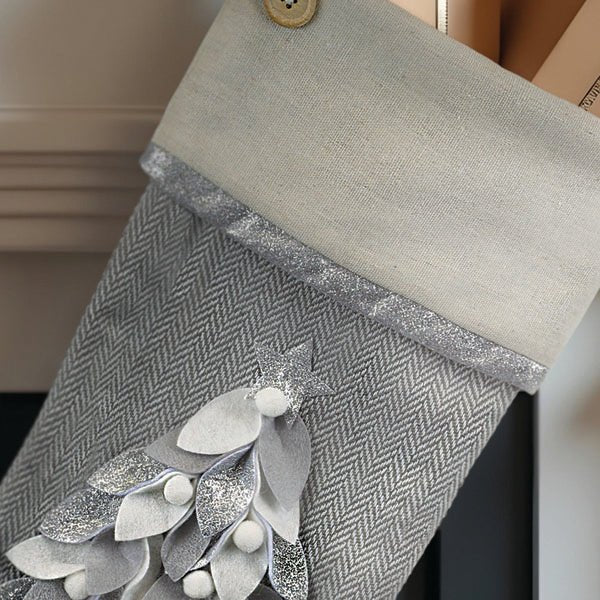 Elegant Stocking With Tree Motif - Che Cose Belle