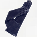 Elena (navy) - Italian silk lined 8-button length leather opera gloves - Che Cose Belle