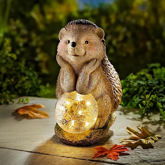 Elenon Hedgehog Decor Solar Lights Statue, Garden Figurines Outdoor Decorative, Yard Art Sculptures & Statues for Patio Yard Pathway - Che Cose Belle