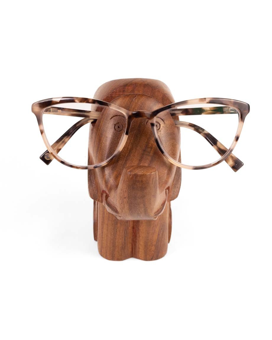 Elephant Eyeglass Holder Stand - Hand Carved Wood - Che Cose Belle