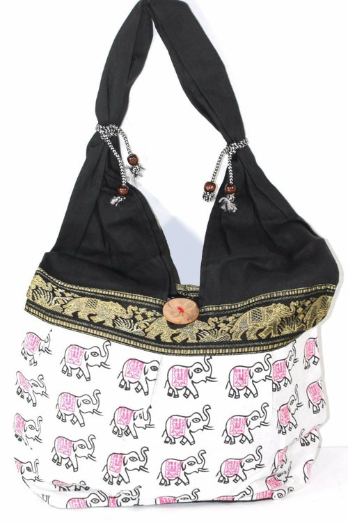 Elephant Jhola Bag Cotton Boho Sling Shoulder Handbag