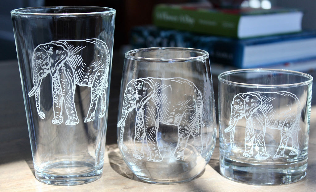 Elephant Laser Engraved Glasses - Che Cose Belle