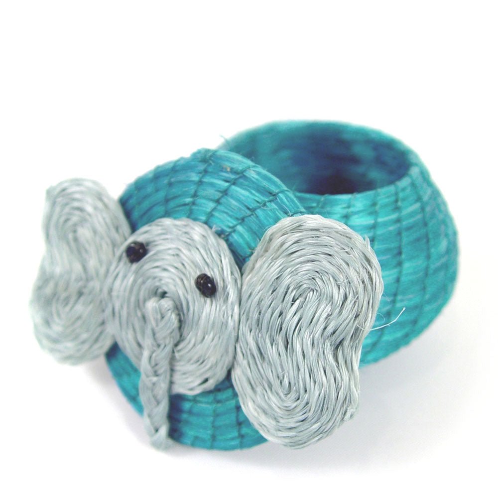 Elephant Lidded Basket - Turquoise Blue - Che Cose Belle