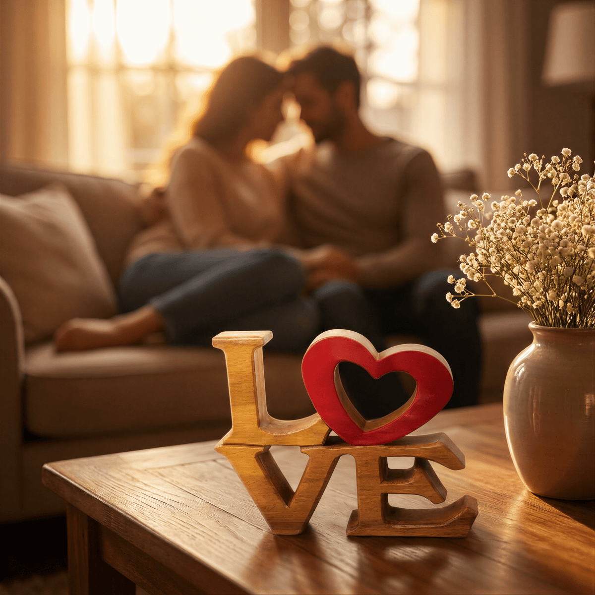 Elmija Enduring Love – Hand-Carved Wooden Sculpture, Handmade Decorative Home Art - Che Cose Belle