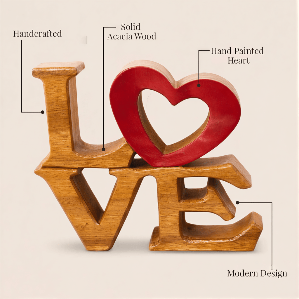 Elmija Enduring Love – Hand-Carved Wooden Sculpture, Handmade Decorative Home Art - Che Cose Belle