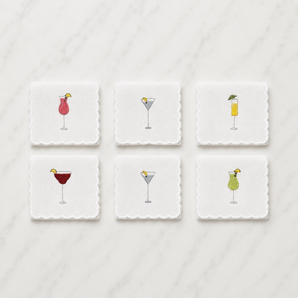 Embroidered Cocktail Napkin (Set of 6) - Che Cose Belle