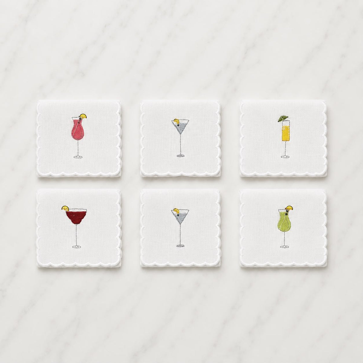 Embroidered Cocktail Napkin (Set of 6) - Che Cose Belle