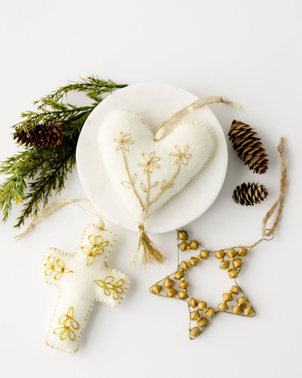 Embroidered Cross Ornament - Che Cose Belle