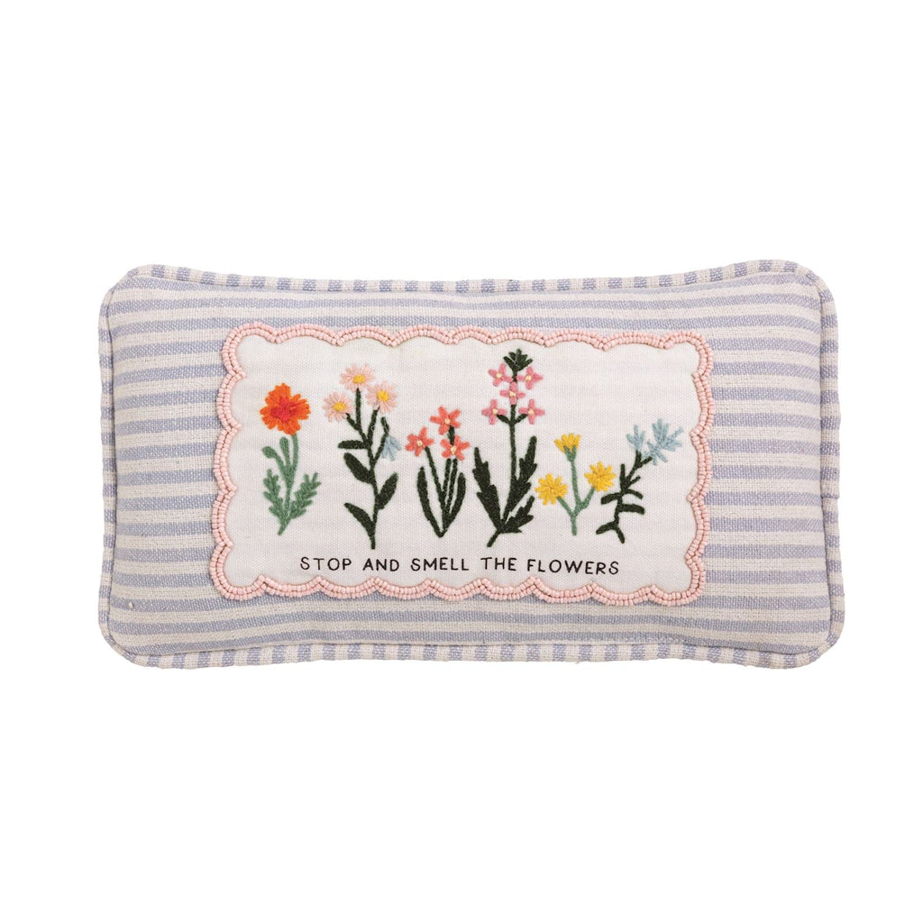 Embroidered Floral Mini Accent Pillow - Che Cose Belle