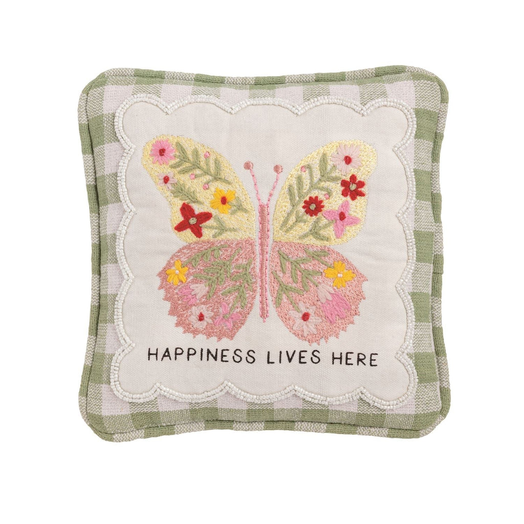 Embroidered Floral Mini Accent Pillow - Che Cose Belle