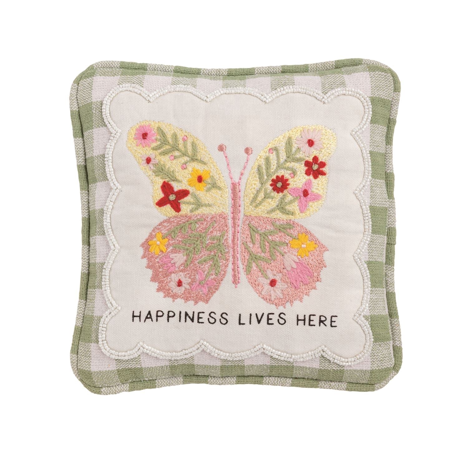 Embroidered Floral Mini Accent Pillow - Che Cose Belle