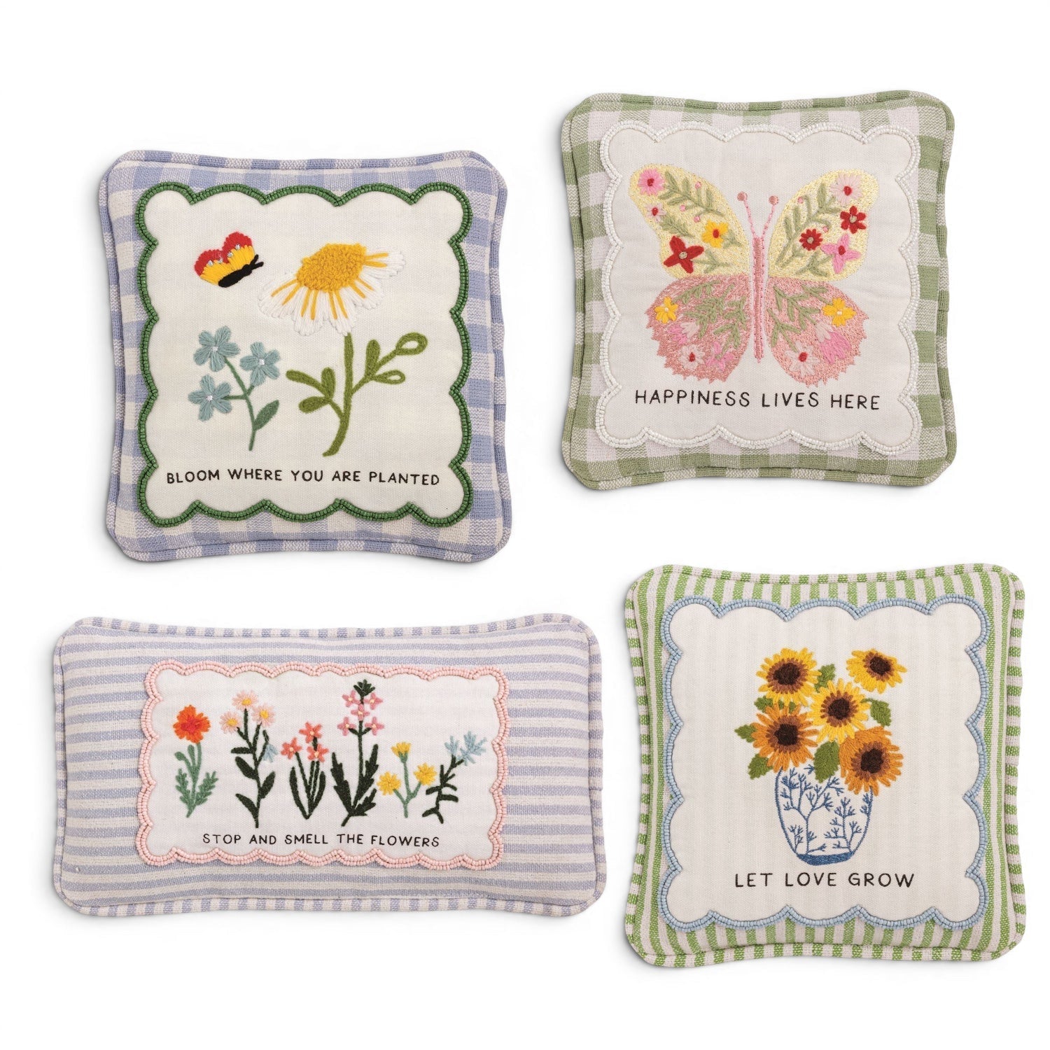 Embroidered Floral Mini Accent Pillow - Che Cose Belle