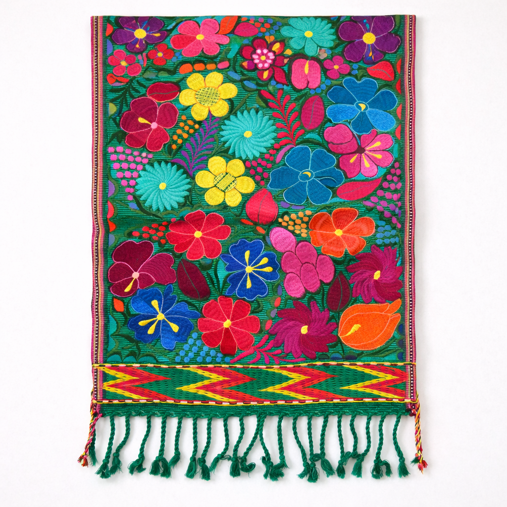 Embroidered Floral Multicolor Table Runner – Fair Trade Guatemalan Textile - Che Cose Belle