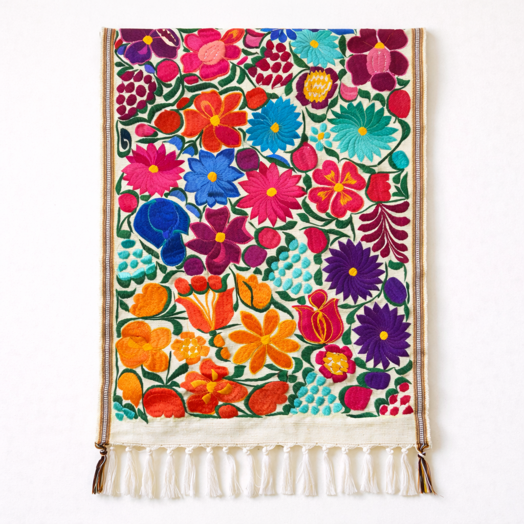 Embroidered Floral Multicolor Table Runner – Fair Trade Guatemalan Textile - Che Cose Belle