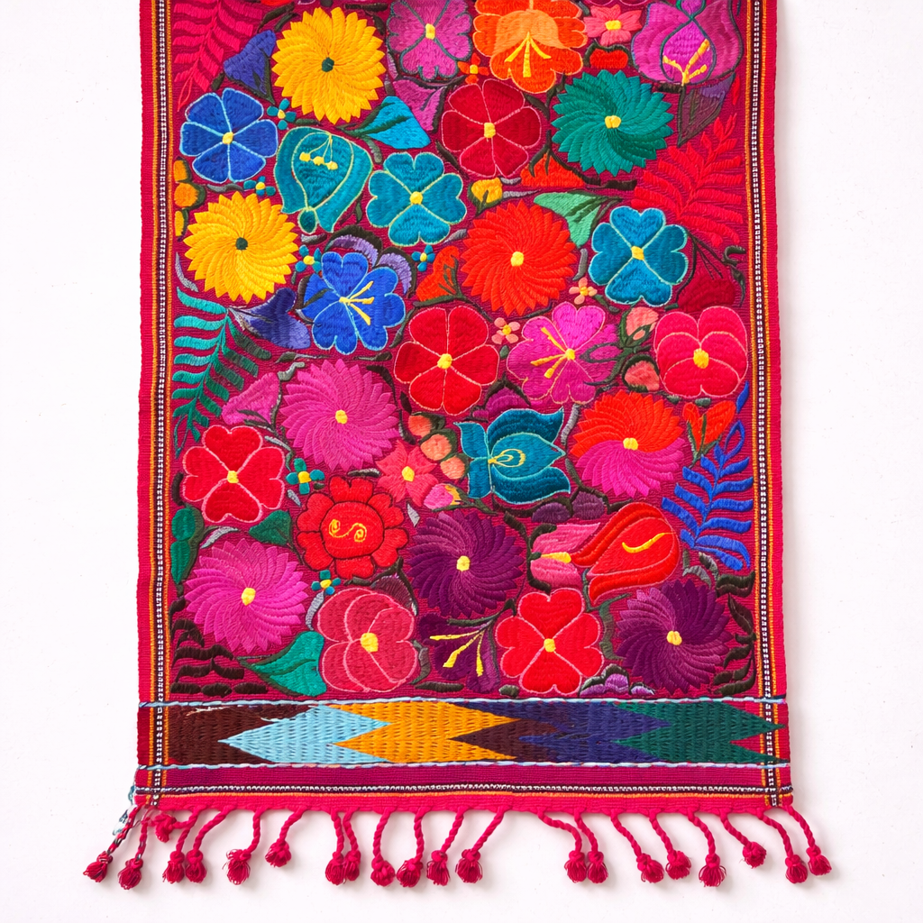 Embroidered Floral Multicolor Table Runner – Fair Trade Guatemalan Textile - Che Cose Belle
