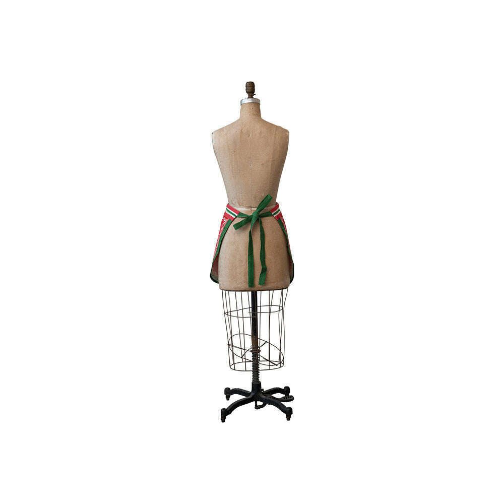 Embroidered & Printed Christmas Apron with Pom Poms & Pocket - Che Cose Belle