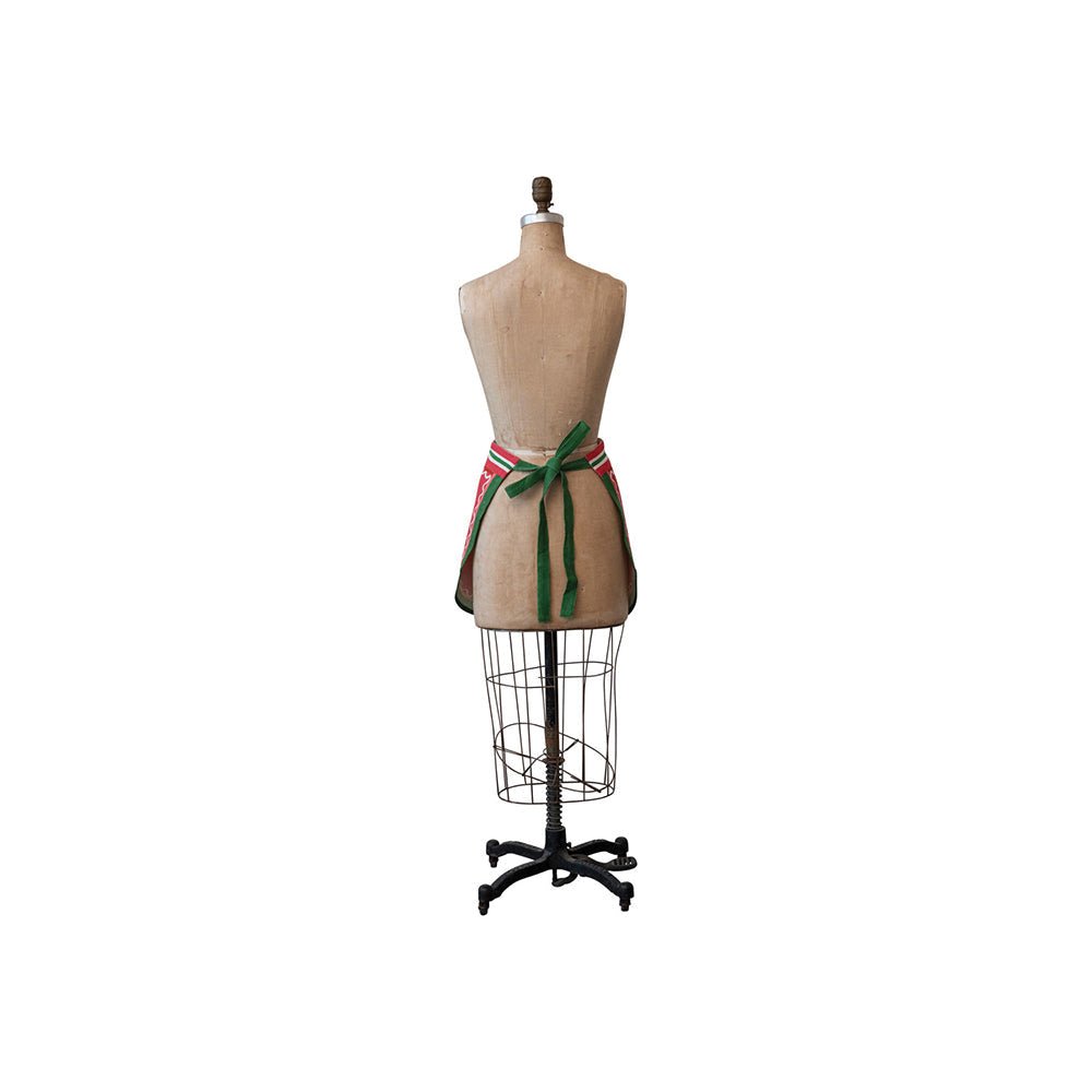 Embroidered & Printed Christmas Apron with Pom Poms & Pocket - Che Cose Belle