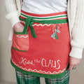 Embroidered & Printed Christmas Apron with Pom Poms & Pocket - Che Cose Belle