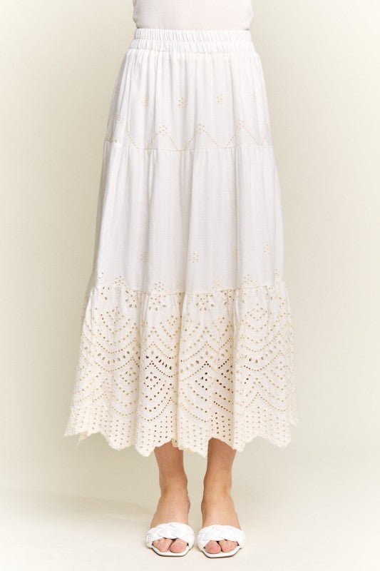 Embroidered Tiered Midi Skirt - Che Cose Belle