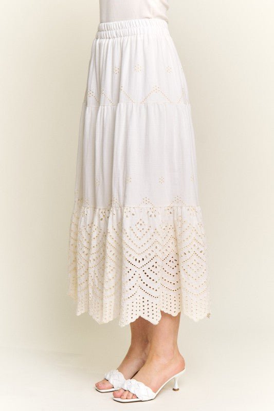 Embroidered Tiered Midi Skirt - Che Cose Belle