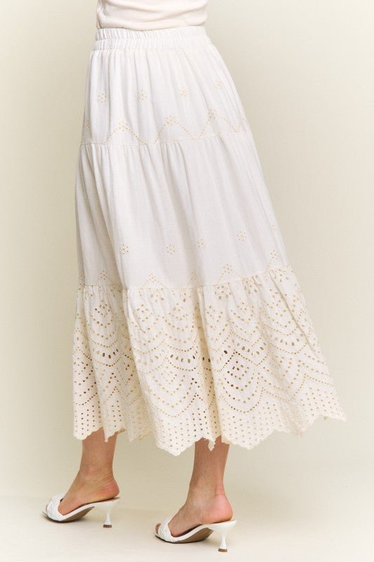 Embroidered Tiered Midi Skirt - Che Cose Belle