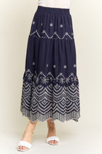 Embroidered Tiered Midi Skirt - Che Cose Belle