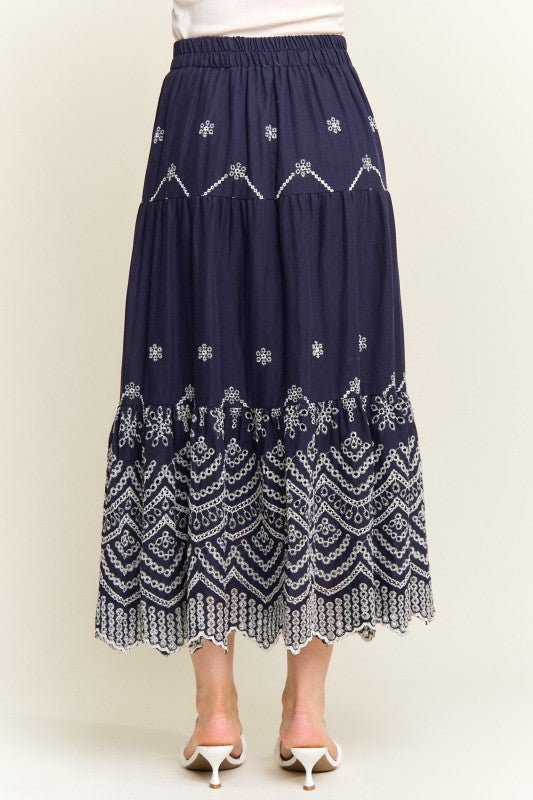 Embroidered Tiered Midi Skirt - Che Cose Belle