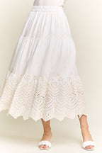 Embroidered Tiered Midi Skirt - Che Cose Belle