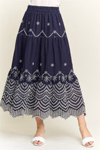 Embroidered Tiered Midi Skirt - Che Cose Belle