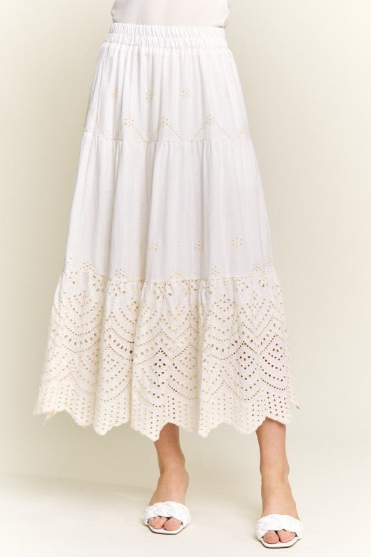 Embroidered Tiered Midi Skirt - Che Cose Belle