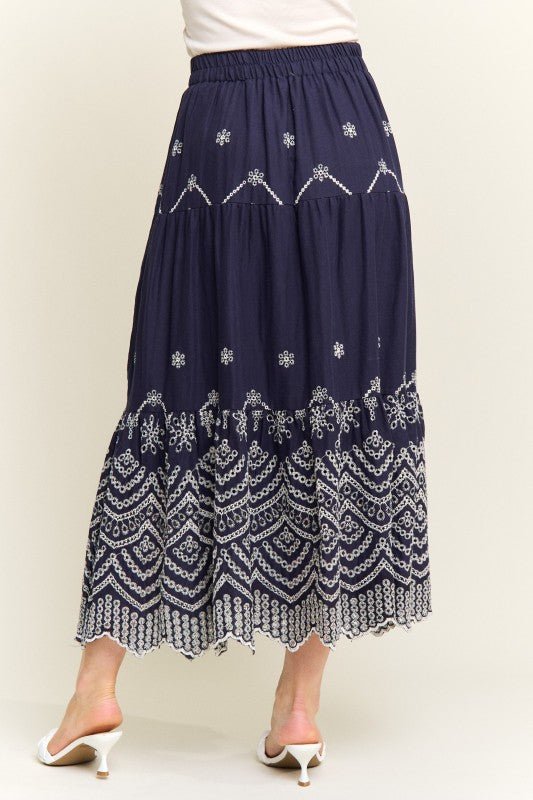 Embroidered Tiered Midi Skirt - Che Cose Belle
