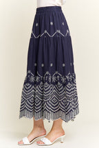 Embroidered Tiered Midi Skirt - Che Cose Belle