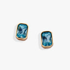 March Emerald-Cut Birthstone Stud