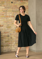 Emersyn Black Pleated Midi Dress - Che Cose Belle