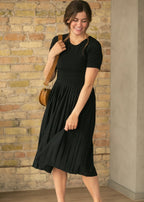 Emersyn Black Pleated Midi Dress - Che Cose Belle