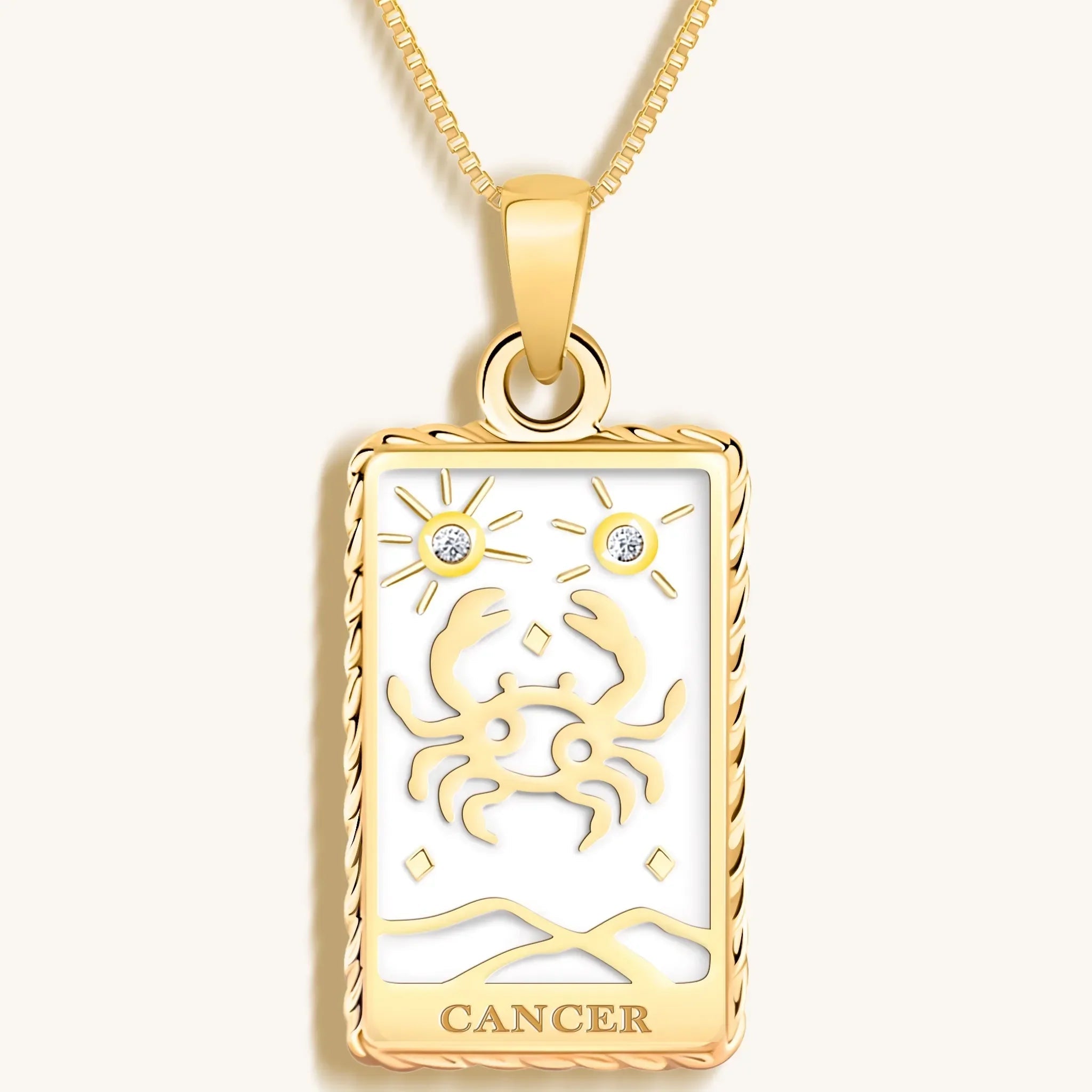 Emotional Being - White Enamel Cancer Card Necklace - Che Cose Belle