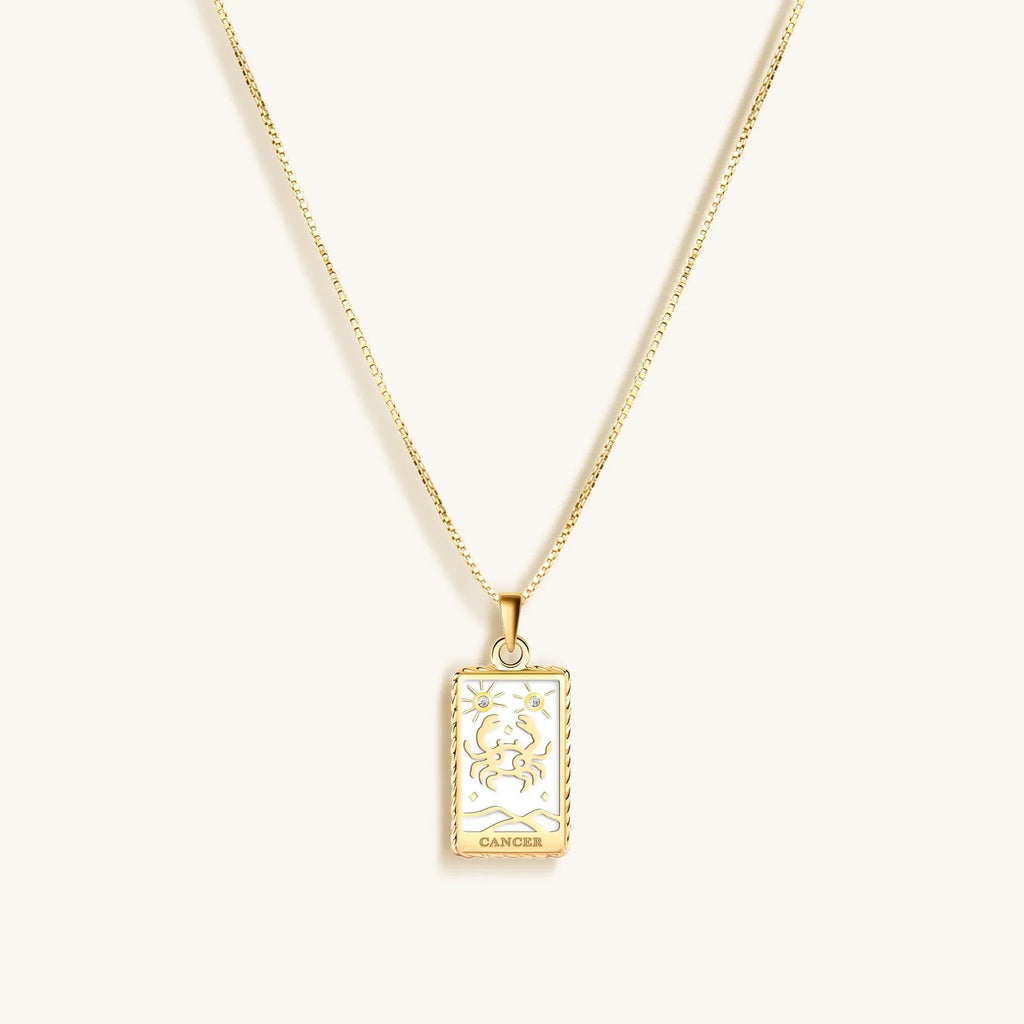 Emotional Being - White Enamel Cancer Card Necklace - Che Cose Belle